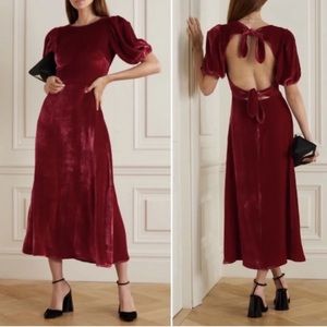Reformation Livia Velvet Dress in Crimson